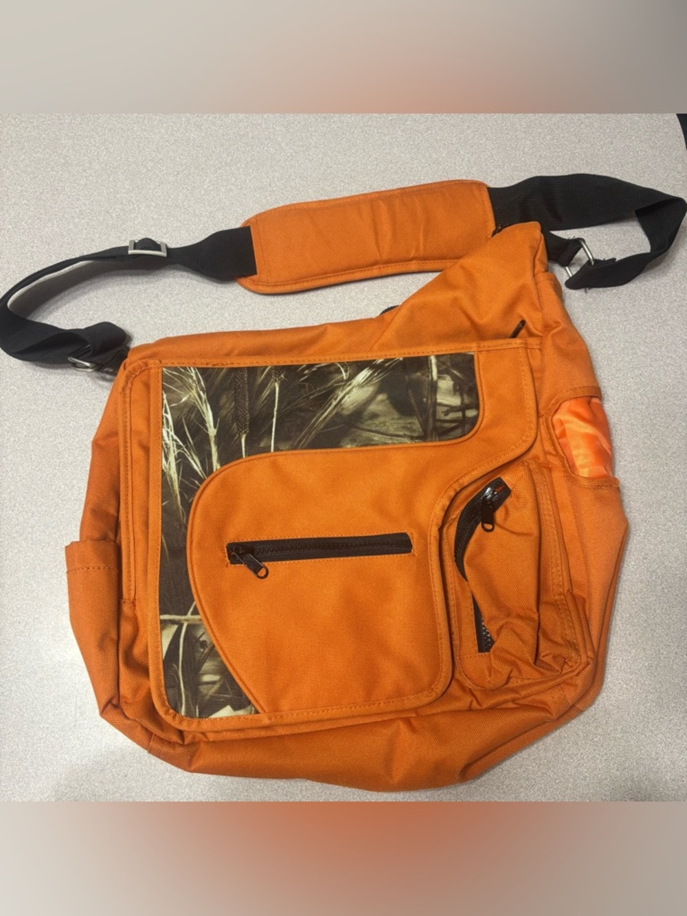 Realtree Kids Brand Orange Diaper Bag with Camouflage Accent